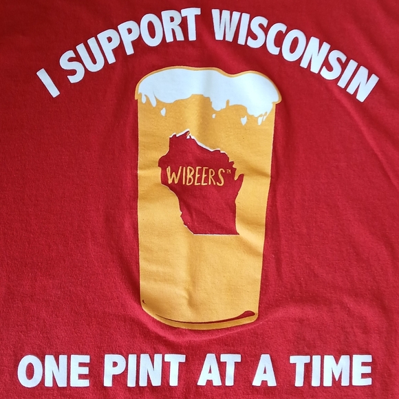 Vibrant Red Wisconsin Short Sleeve Tee - Picture 2 of 2
